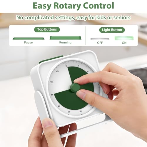 Rechargeable Visual Timer 60-Minute for Classroom Countdown Stopwatch Timer, w/Adjustable Stand for Homeschool Supplies Study Time Management Tool, for Desk Office Work Meetings, Mute Function, White - Image 5