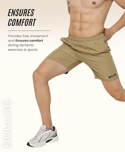Image of BULLAR Premium Polyester Training Shorts Combo, Gym wear, Running, Sports,Workout Dryfit, Quick Dry Shorts with Drawstring