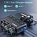 Cigarette Lighter Splitter Adapter 216W 4 Socket Heavy Duty Truck Car USB Chager Multi Port with PD30W/QC3.0 Charge USB C 12V/24V Independent Switches & Dust Cover & Waterproof for Car Devices