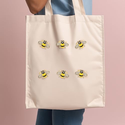 Image of 6 Pack Cute Funny Rhinestone Bee Brooches Pin Set Fashion Enamel Crystal Animal Insect Themed Bags Backpacks Jackets Hat Lapel Brooch for Women Gold Plated