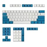 Happy Balls PBT Keycaps Backlit Cherry MX Keycap Set Doubleshot OEM Profile Translucent with Keycap Puller for US Layout 61 87 104 108 MX Switches Mechanical Keyboard (Blue White Combo)