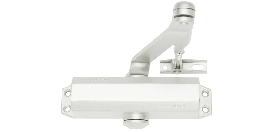 TESA DC110 ferme-porte, EN 3, pour portes standard, bras articulé, Blanc RAL 9016, montage en surface, vitesse de fermeture et à-coup final réglables