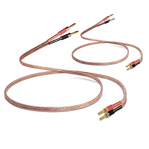 WOWLED WF Power 13 AWG Bananen-Lautsprecherkabel, 3 m, 1 Paar HiFi OFC Lautsprecherkabel mit vergoldeten Bananenspitzensteckern, Lautsprecherkabel, Stecker für Audiophile (3 m)