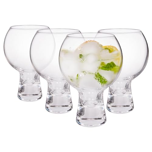 Rink Drink Short Stem Gin Glasses Set of 4-525ml Large Balloon Copa de Balon Glasses for Gin & Tonic, Cocktails & Wine - Modern Goblet Design - Dishwasher Safe Barware