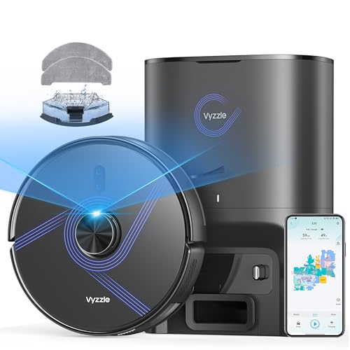 Vyzzle Robot Vacuum and Mop, 4-in-1 Robotic Vacuum Cleaner with Self-Emptying Base, 5500Pa Vacuum Robot with LiDAR Navigation, 60 Days Capacity, Ideal for Pet Hair, Hard Floors, Carpet, E20