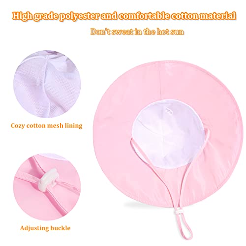Unisex Baby Sun Hat With Upf 50+ Outdoor Adjustable Beach Hat, Baby Girl Wide Brim Bucket Hats For Infant Toddler Little Boy (0-6 Months,Pink) #TOP3