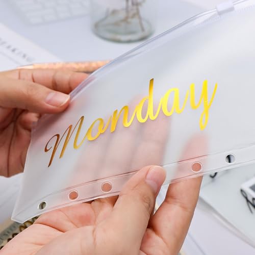 XiowDow A6 Bolsos para fichário 7 envelopes de dinheiro com zíper envelope de orçamento semanal dour