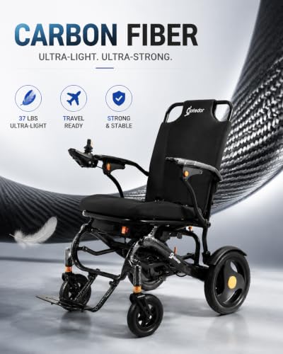 Image of Aotedor Carbon Fiber Electric Wheelchair for Adults, 37lbs Lightweight Foldable Power Chair, 15Miles Range, All Terrain Airline Approved Motorized Wheelchair for Seniors Travel
