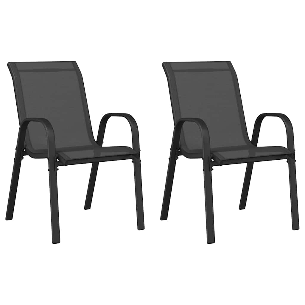 Chaises de jardin empilables en textilène noir pour repas sur terrasse
