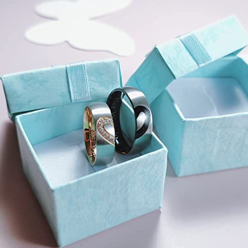 His and Hers Wedding Ring Sets Promise Rings for Couples Stainless Steel Ring Set Personalized Engraved Custom Name2