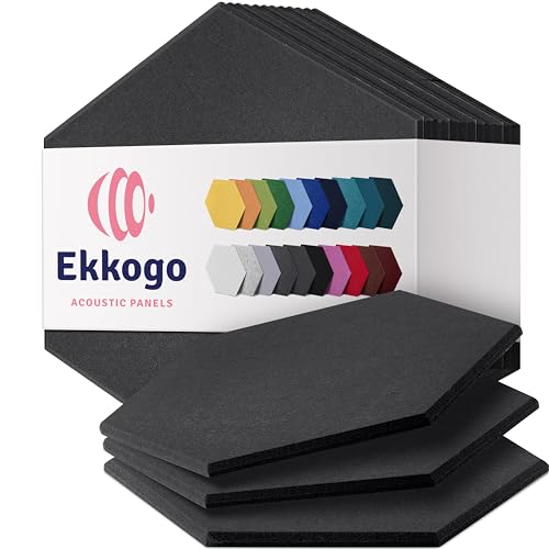 Image of Acoustic Panels 12-Pack Soundproof Wall Panels 12 inchX10.4 inchX0.4 inch Sound Panels High Density Sound Dampening Panels - [Dark Gray Hexagon]