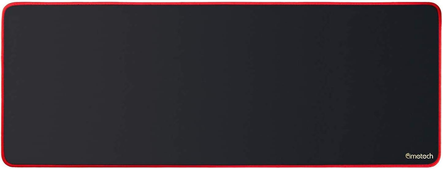 cimetech Dickes Gaming Mauspad XXL Schwarz - Großes Mousepad 800x300 mm - rutschfeste Schreibtischunterlage für Gaming und Büro - Rote Ränder - Präzises und langlebiges Large Mouse pad (5mm-XXL)