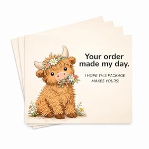 160 PCS Thank You Cards for Small Business, 3.5 x 3 Inches Highland Cow Bulk Customer Appreciation Notes, Thank You for Your Order Inserts for Online Shops and Packaging Supplies