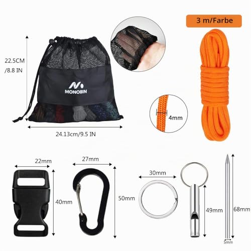 MONOBIN Paracord Combo Kits - 550 Type III Parachute Cord - Bracelet Crafting Kits, Survival Rope Making lanyards,Dog Collar,Bracelet