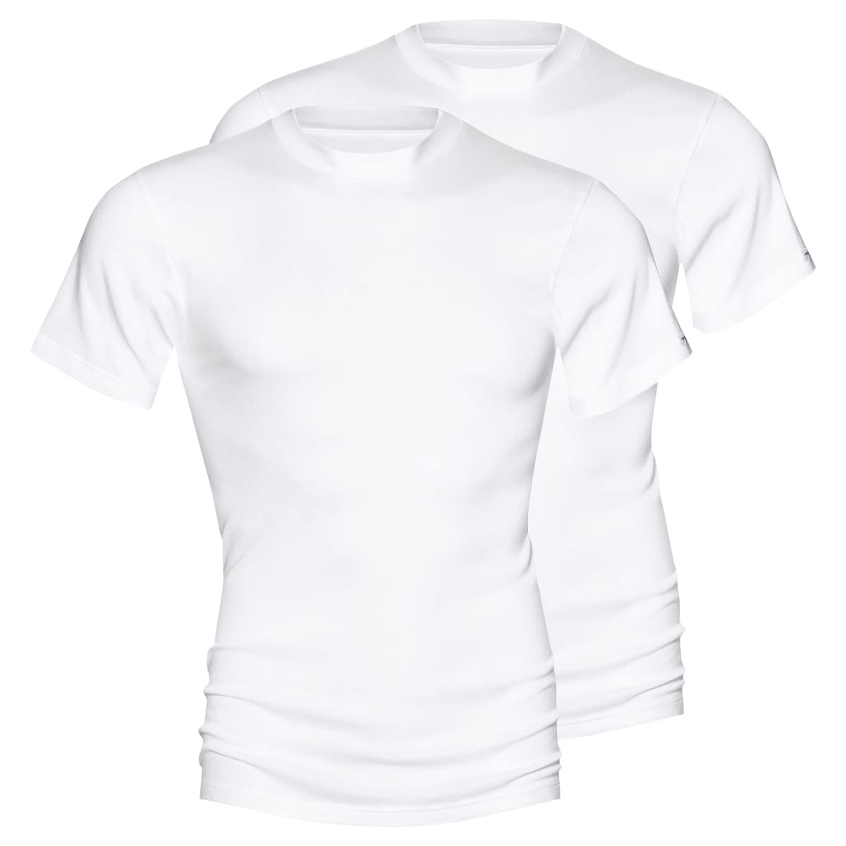 Mey 2er Pack Herren Unterhemden – Größe 5 – Weiß – Unterhemd Rundhals-Ausschnitt - Shirt ½ Arm - Feinripp-Qualität – Reine Pima-Baumwolle – 2803 Noblesse