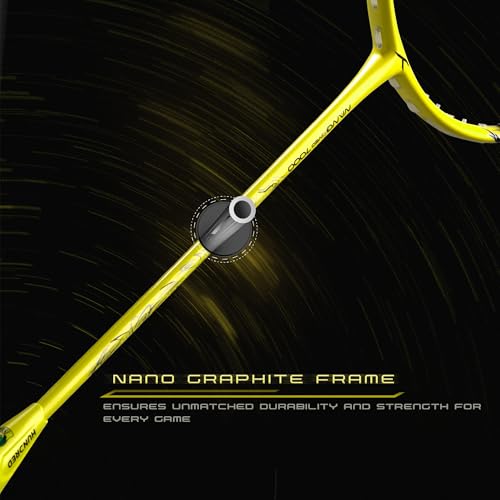 Image of Hundred Carbon Fiber Nano Neo 7000 (5U) Unstrung Badminton Racket with Full Cover | 79 Grams | Maximum Tension ?32 lbs (Yellow /Black)