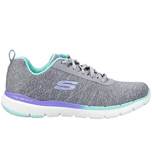 Skechers Skechers Women's Flex Appeal 3.0 Trainers, Grey Gray Mesh Purple Green Trim Gymt