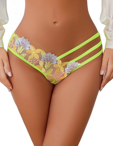 Image of Avidlove Sexy Panties for Women Butterfly Embroidered Underwear Mesh Panties Pack