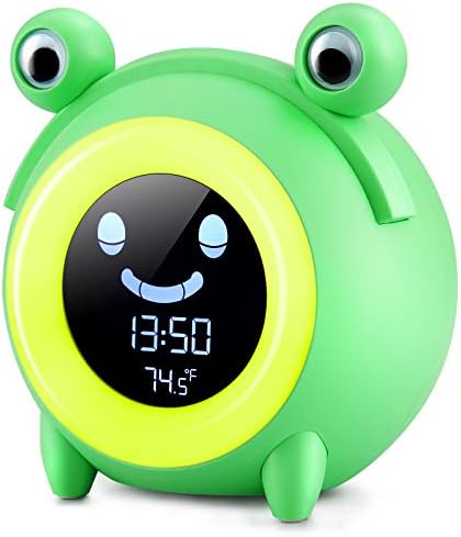 YISUN Kids Alarm Clock, Children's Sleep Trainer, OK to Wake Clock for Bedroom Cute Digital Clock with Temperature, 5 Colors Smart Night Light Clock Teaching Boys Girls When to Wake Up (Green)
