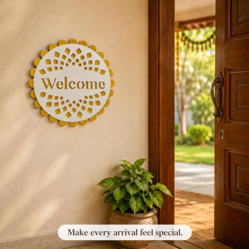 Image of Sehaz Artworks Welcome Wall Decor Items for Living Room 28x28 CM