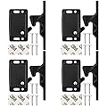 RV Drawer Latches and Catches, 4 Pack RV Cabinet Door Replacement Latch 10 LBS Pull Force for RV Camper Motor Trailor Home Office Cabinet Drawer, with Stainless Steel Screws and Double-Sided Adhesive