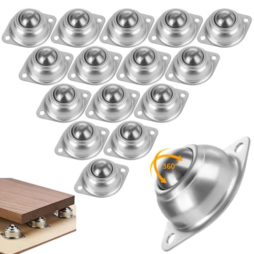 Chewtoyo 16 Pcs 360° Universal Rotation Ball Bearing Casters, 1