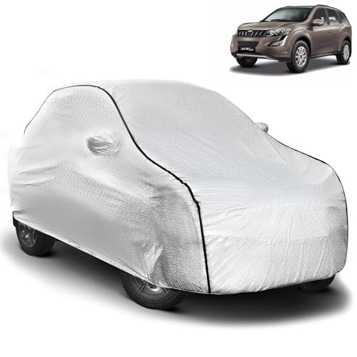Image of Pivalo Car Cover for XUV500 All Model & Years (2011-2021) 100% Waterproof with Mirror Pockets, Triple Stitched Bottom Elastic Dustproof Full Body Protection (Heat & UV Resistant, Silver)