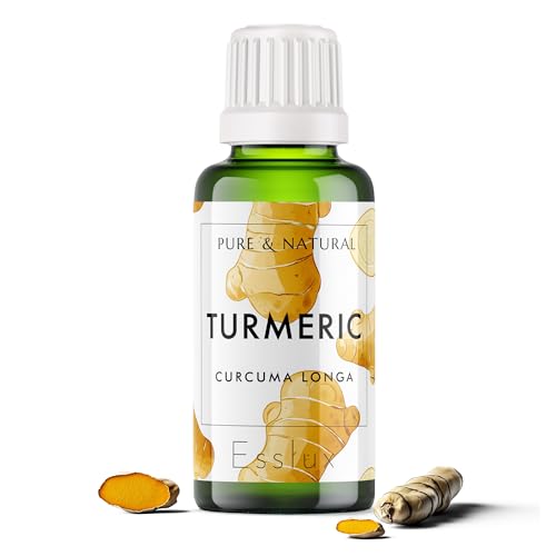 Image of Esslux Turmeric Essential Oil for Pain Relief - Topical Turmeric Oil for Skin Care - 100 and Natural Therapeutic Grade Turmeric Root Oil for Aromatherapy - 120 ml