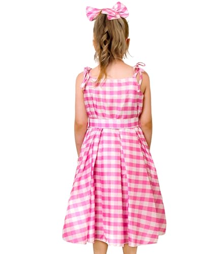 Vestido a cuadros para niñas con accesorios miniatura 3