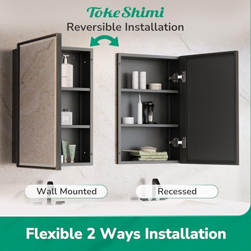 Image of TokeShimi 24 x 30 Recessed Medicine Cabinet with Mirror, Oil Rubbed Bronze