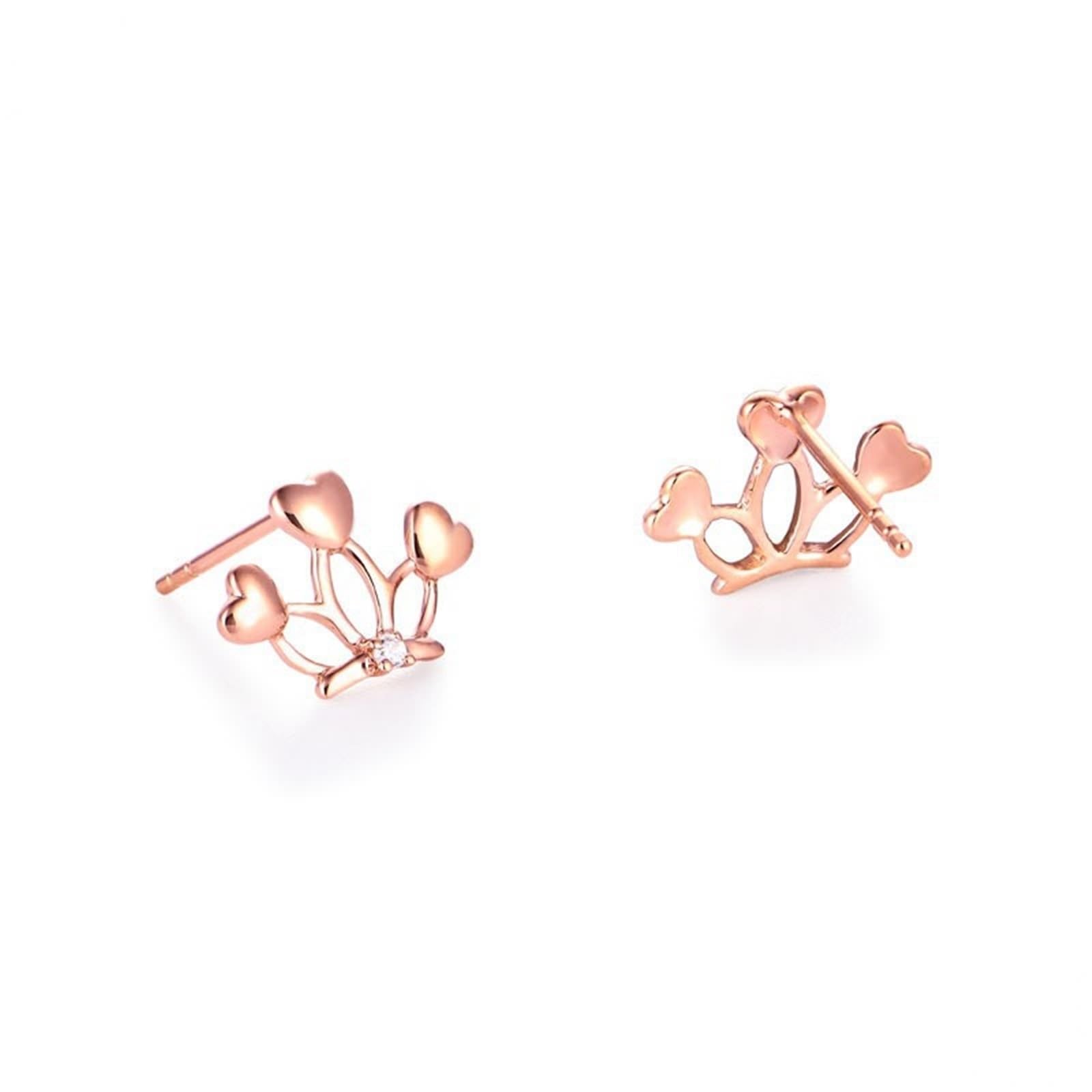 Epinki Pendientes Oro 9K/18K para Mujer, Moissanita/Diamante Corona con Corazón Pendientes Fiesta Joyería