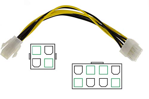 KALEA INFORMATIQUE Cordon Adaptateur ATX 4 Points Mâle vers ATX 8 Points Femelle pour Carte mère ou CPU - Longueur 20 cm