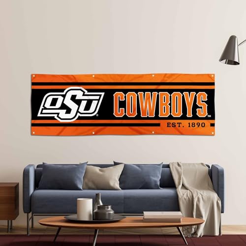 Pancarta Oklahoma State Cowboys 2x6 pies decoración deportiva pared 4