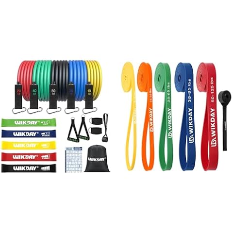WIKDAY Exercise Bands Resistance Bands Set 23 PCS Total Pull Up Bands Mini Bands Resistance with Handle Door Anchor for Men Women Body Stretching, Crossfit Training, Home Workout, Physical Therapy Cover