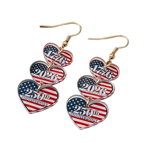 �A�����J���� �����I�ȃA�N�����_���O���C�������O USA Star Heart 1776 2026 250th 4th of July �h���b�v�C�������O �Ɨ��L�O���W���G���[ �����p, ����, allloy