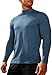 RGJU Men's Mock Turtleneck Long Sleeve Fitted Tee Shirts High Neck Base Layer Thermal Tshirt Triblend(Navy,L)