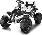 ANPABO 24V 4x4 Ride On Toy for Big Kids, 4x200W Motors, 5MPH, Kids Car w/Parent Remote, Wide Adjustable Seat, Headlights, Metal Frame, Shock Absorbers, 4 Wheeler Quad for Kids 3-12, White