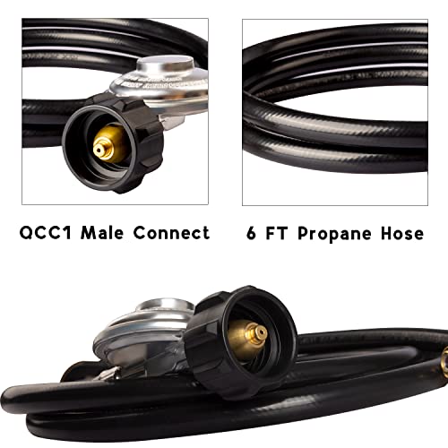 DOZYANT 6 Feet Propane Regulator and Hose with Elbow Adapter for Blackstone 17 inch and 22 inch Table Top Griddle, Replacement Parts Connect to Large 20 Propane Tank - Thumbnail 6