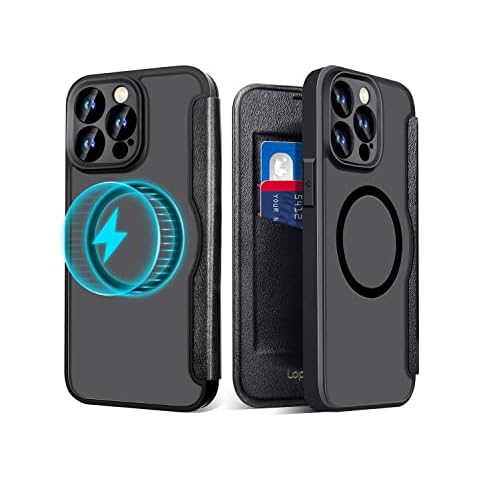 Lopnord for iPhone 14 Pro Max Case Compatible with Mag-Safe, Magnetic PU Leather Wallet Case Cover with 2 Card Slots Holder for iPhone 14 Pro Max Magnet 6.7 inch 2022 for Men Women [Drop Protection] Cover