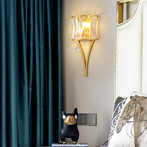 Image of Modern Crystal Wall Light Gold Crystal Wall Sconces Light Mid-Century Vanity Light Indoor Elegant Glass Wall Lighting Fixtures for Bedroom Living Room Hallway Entryway