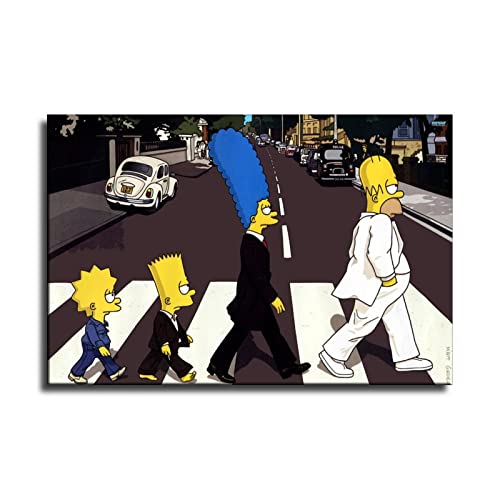 Cartoon Simpsons Abbey Roads Poster Decorative Painting Canvas Wall Art Living Room Posters Bedroom Painting 12X18Inch(30X45Cm) #TOP1