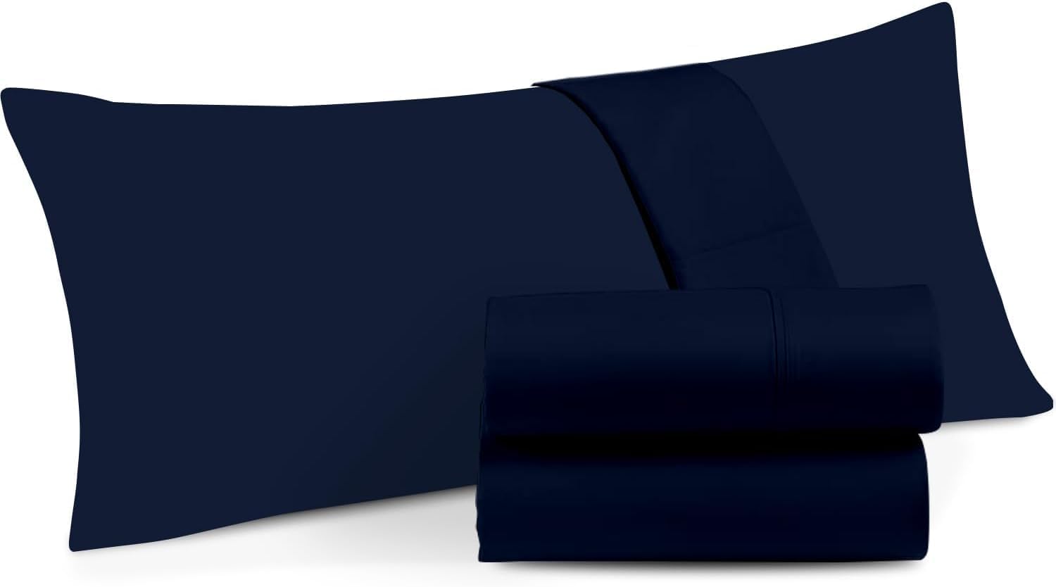 100% Egyptian Cotton Zipper Closure Toddler Pillowcases for 14 x 20 Inches Pillow, 2 Pack Kids Pillow Case for Sleeping (Nevy Blue)