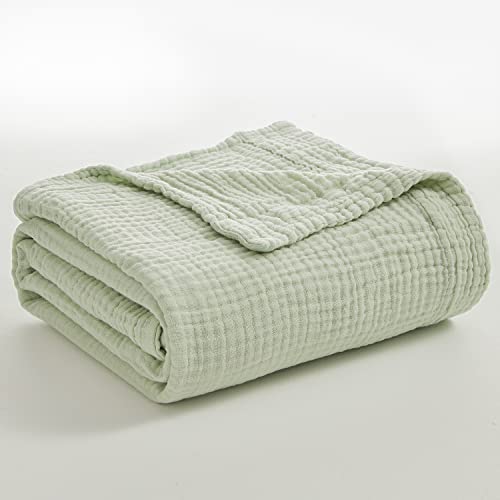 Accotia Muslin Cotton Throw Blanket For Adults Toddlers And Kids, Ultra Soft Lightweight Cotton Blanket With 4 Layers For All Season (55"X75", Sage Green) #TOP1