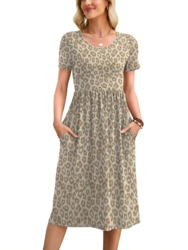 Image of Heymoments Women's Casual Short Sleeve Midi Dress with Pockets