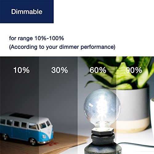 Flsnt 5000K Daylight Led Edison Bulbs, G25 Globe Decorative Led Spiral Filaments Light Bulbs, 40W Equivalent, E26 Base, 160Lm, Cri90, Smoky Grey Glass Finishing, 6 Pack (White Lighting) #TOP3