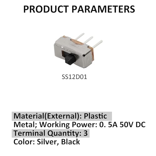 DIYhz Interruptor deslizante vertical 1P2T SPDT com painel PCB para Arduino, 0,5 A, 50 V CC, 2 mm