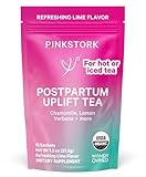 Pink Stork Postpartum Uplift Mood Support Tea: Hormone Balance for Women After Pregnancy, Chamomile Tea with Red Raspberry Leaf for Postpartum Recovery - Caffeine-Free, Hot or Iced, 15 Sachets