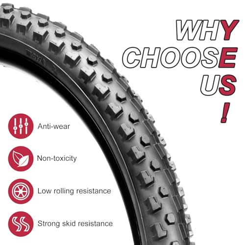 Mountain Bike Tires & Tubes Set: 26×2.1 Inch