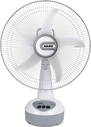 Image of Prabha We4U 12V ACDC Rechargeable Table Fan with 18W PV Solar Panel Module & ACDC Adapter (16Inch, grey)
