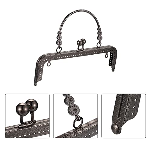 uxcell Metal Purse Frames - 8.07" 2Pcs Kiss Lock Clasp Frame Embossed Clutch Frame with Handle for Coin Purse Sewing Bags Making DIY Craft, Dark Grey by uxcell - Image 4